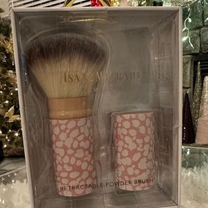 Isaac Mizrahi Pink and White Patterned Retractable Brush